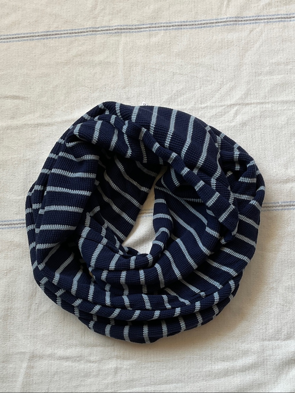Pact Navy and Light Blue Striped Infinity Scarf